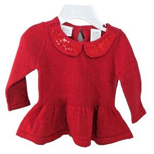 Koala Kids Girls 0 to 3 Months Red Long Sleeve Sequin Peplum Tunic Top New